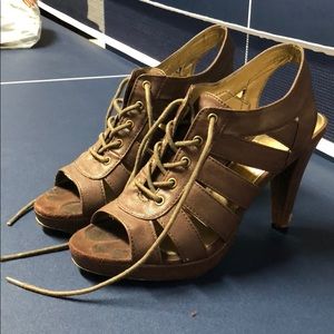 Lace up brown heels